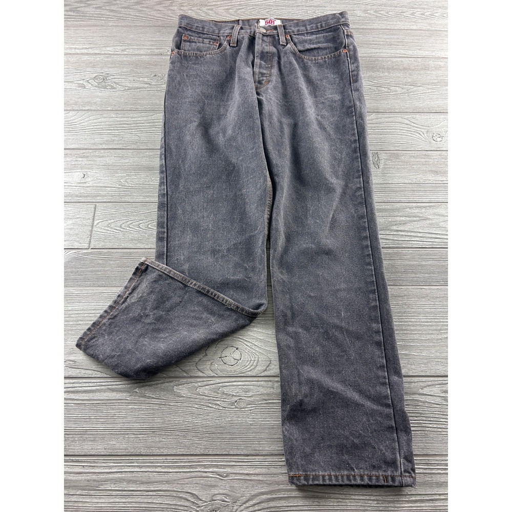 Levis 501 Original Straight Leg Button Fly Faded Black Jeans W32 L30 Mens
